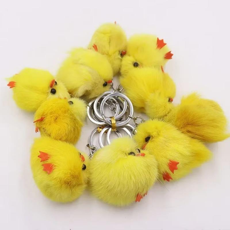 1PC Cute Chick Pendant Keychain Soft Stuffed Chick Doll Ornament Keychain Creative Mini Chick Animal Model Plush Toys Kids Gifts