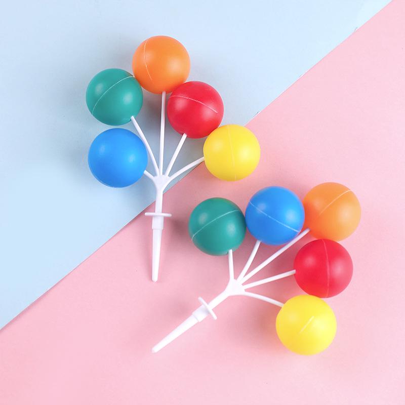 Retro Colorful Balloon Cake Toppers - Large Round for Children's Birthday Dessert Table