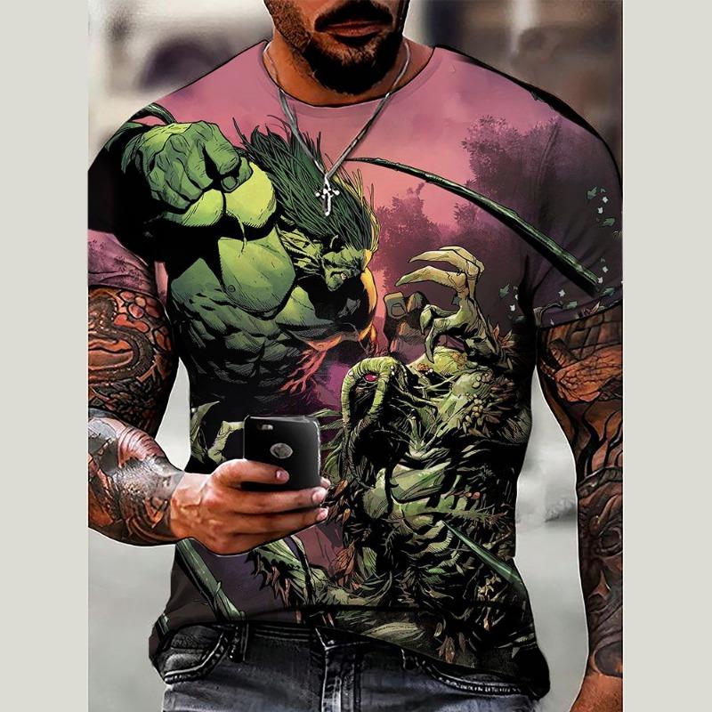 3D Printed Colorful Stripes T-Shirt For Men Color Splicing Graphic