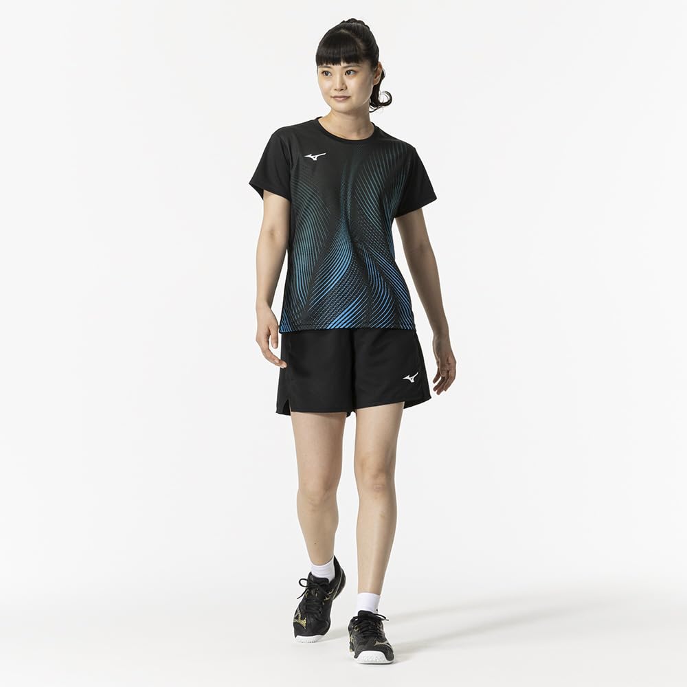 Game Short Dynamotion Officially Approved by the Japan Badminton Size L Women's Tennis/Badminton Shirt, Sleeve, Moisture-Wicking, Quick-Drying, Fit,