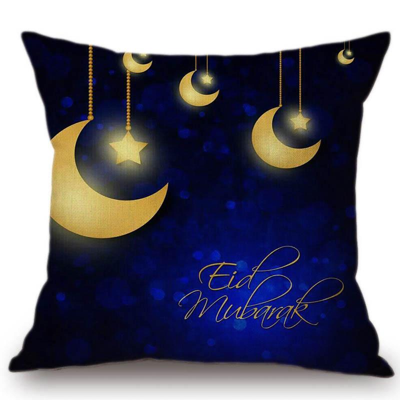 Eid Mubarak Pernă decorativă pentru casă pentru canapea Moscheea musulmană Semiluna Aurică Lună Nouă Scaun din bumbac lenjerie pernă pentru scaun 45x45cm