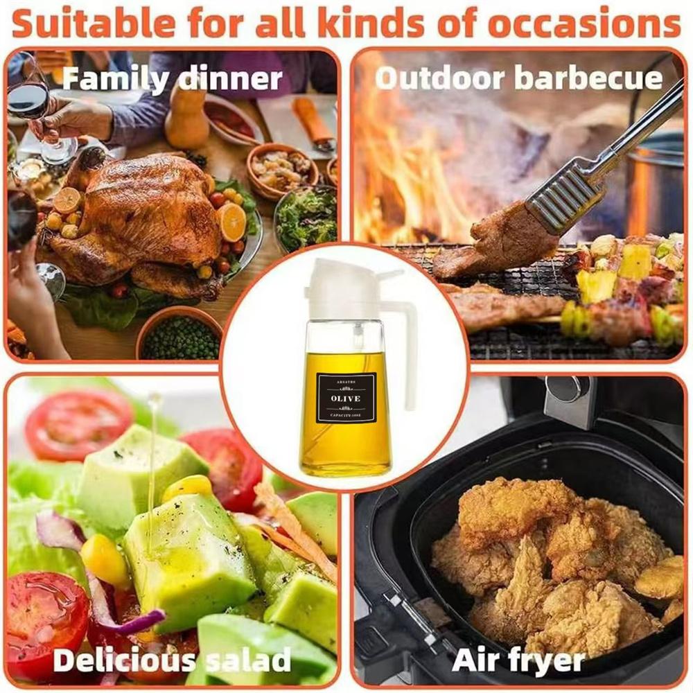 16oz/470ml Olive Oil Dispenser Bottle for Kitchen with Stickers,Gadgets and Air Fryer Accessories,Olive Oil Sprayer for Cooking