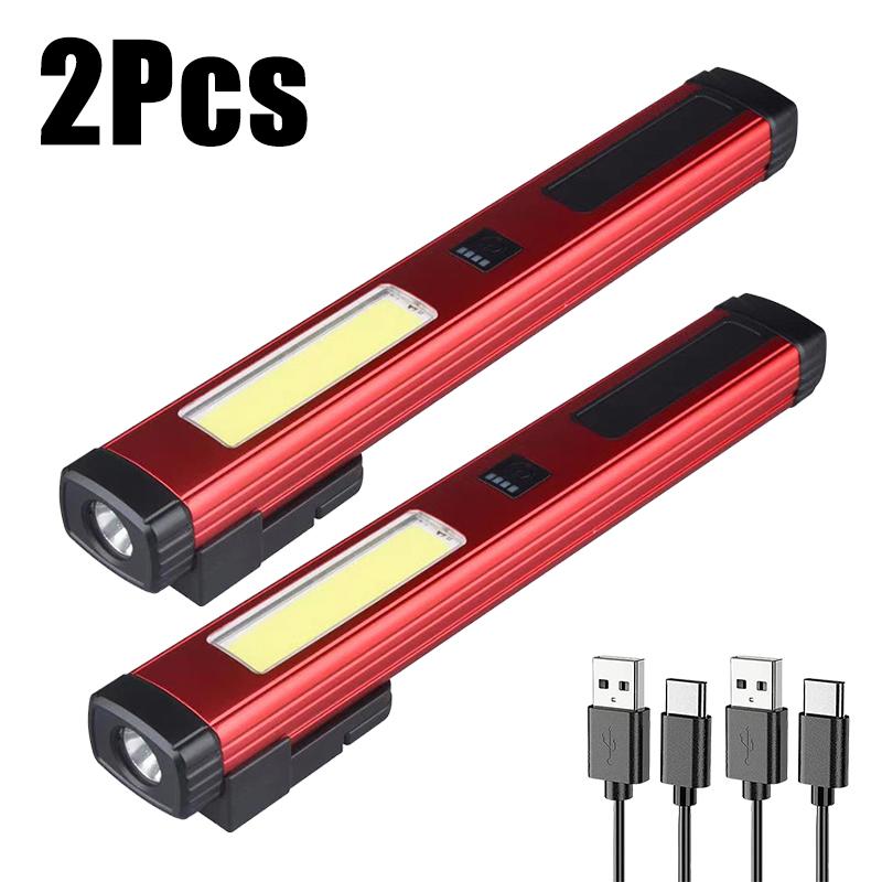 Mini Portable LED Pen Lamp COB Side Light Bottom Magnet Flashlight With Pen Clip Built-in Battery Type-C Rechargeable Work Torch