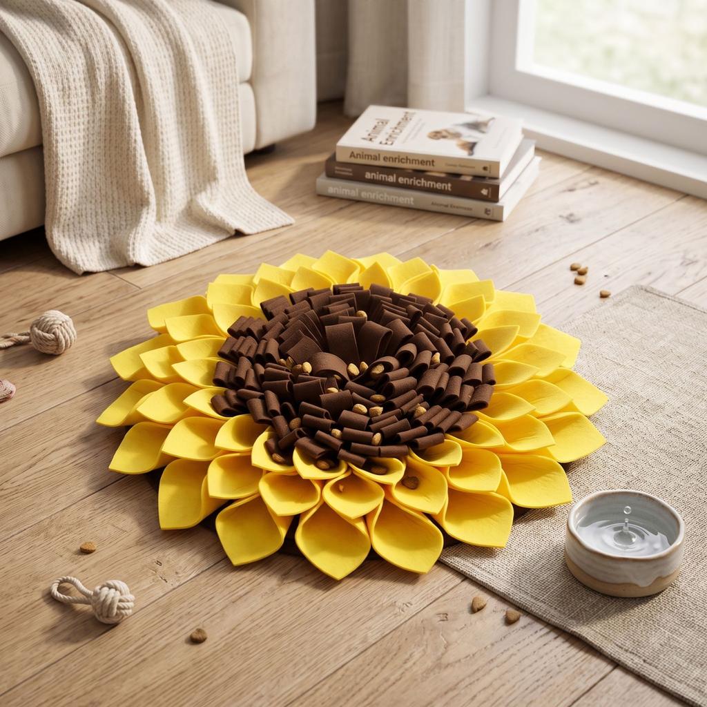 Sunflower Pet Snuffle Slow Feeder 3838 cm for Dogs and Cats Interactive Feeding Toy