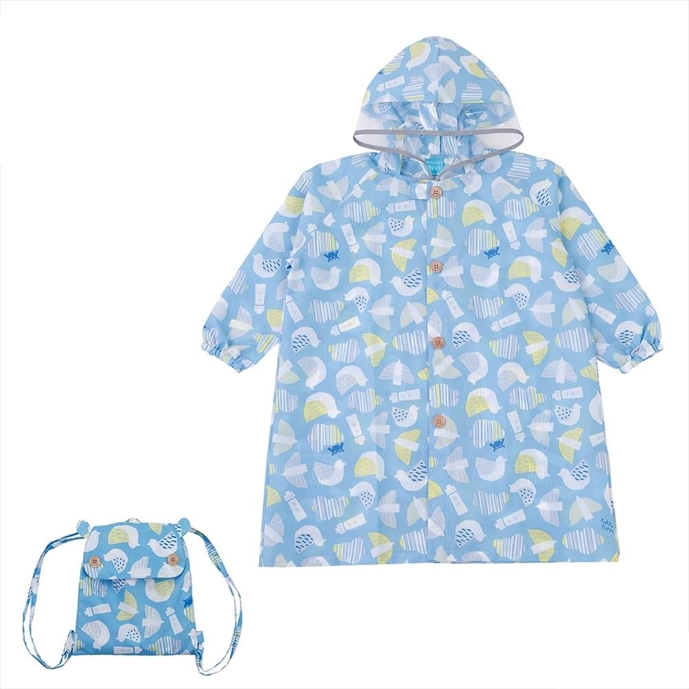 Ogawa Kukka Hippo Seagull with Reflective Backpack with Storage and Adjustable Tucks for Wearing Over a Backpack Kids' Raincoat, 100cm, Design, Tape,