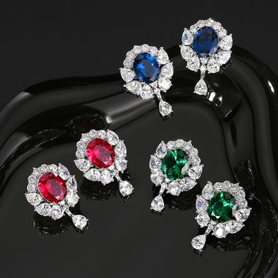 Schmuck Kupfer Inlay Unabhängige Verpackung Simulationsfarbjuwel Retro Tägliche Damen Ohrstecker 8 * 10