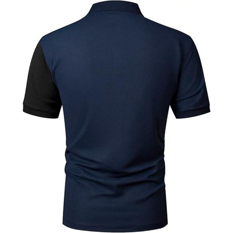 Color Blocked Men's Golf Polo Shirt with Short Sleeves, Moisture Wicking and Quick Drying Performance Casual and Fun