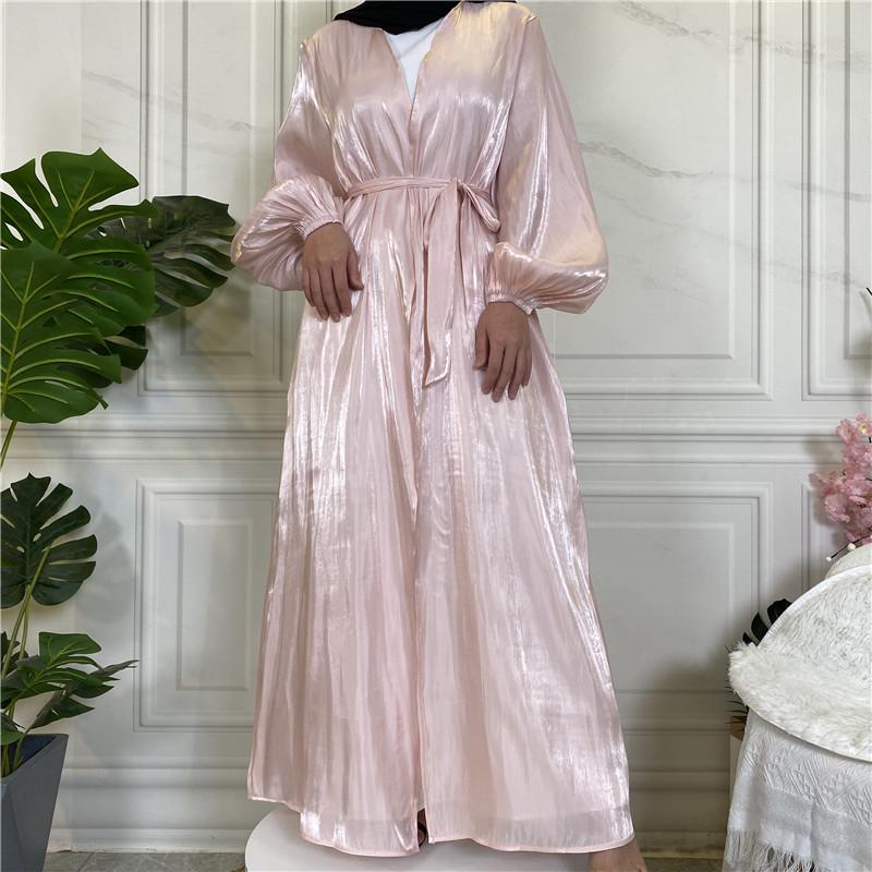 2022 Satin Long Muslim Robe Cardigan 