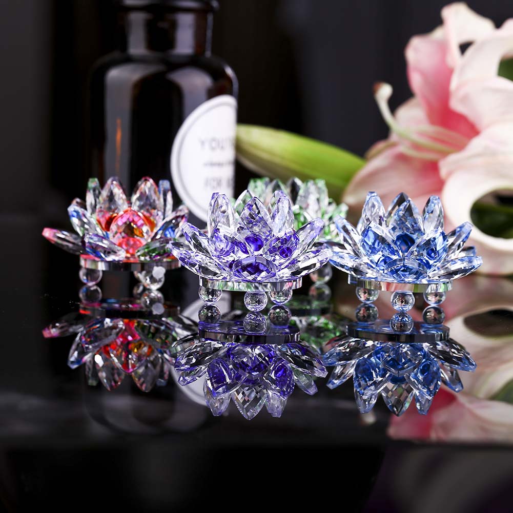 6cm Kryształowa Figurka Kwiatu Lotosu Dekoracja Domu Ślubnego Szklana Kolekcja Rzemiosła Papierowego Ozdoby Stołowe Prezenty Pamiątkowe