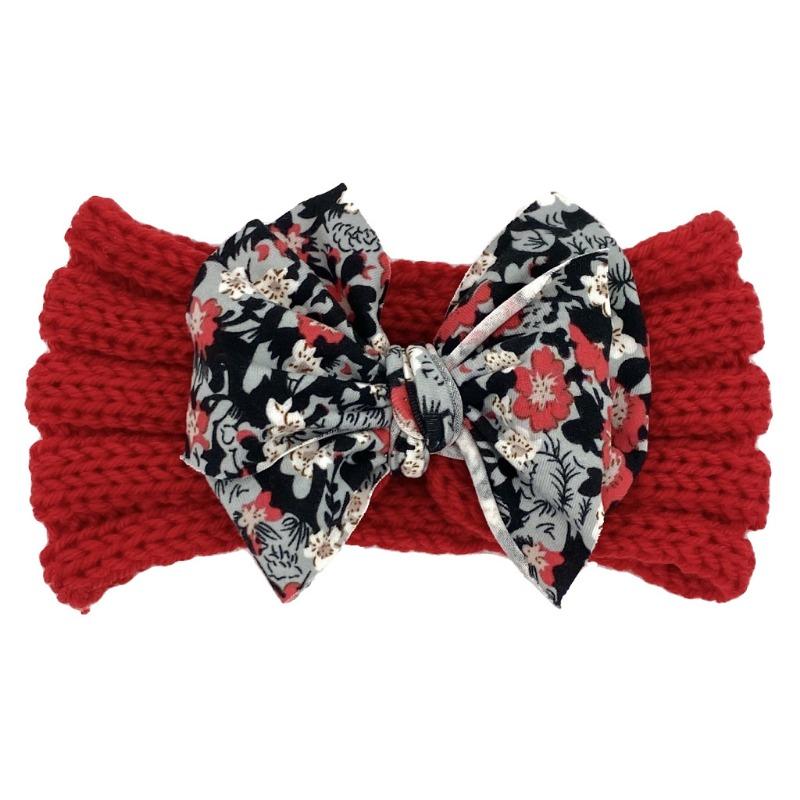 New children's headband headband, printed bow knitted wool headband, baby headgear hair accessories Baby