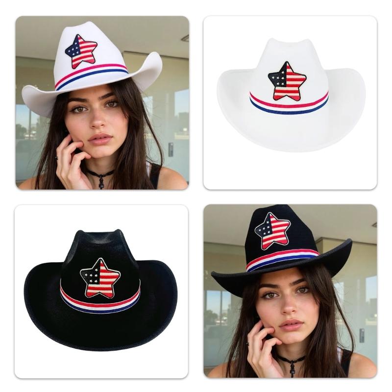 Independence Day Denims Hat Outdoor Activity Western Hat Sun Protection Hat for Festivals and Outdoor Parties