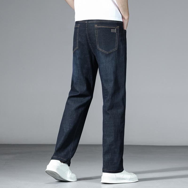 Summer Thin Casual Jeans Men's Stretch Straight Youth Business Fashion Versatile Denim Trousers