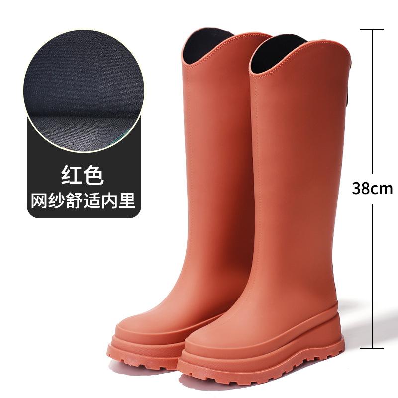 

Водная обувь новые высокие резиновые сапоги женская мода, ношение на плоской подошве водонепроницаемая и нескользящая японские длинные резиновые сапоги женские 41