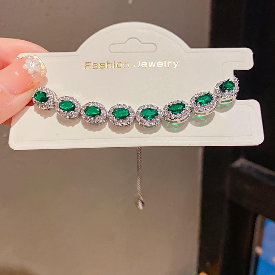 

Geometric Oval Zircon Pendant Bracelet For Women Fashion Jewelry Gift For Office