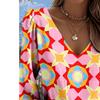 Lady Bohemian Retro Western Style Shirt with V-neck and Long Sleeves, suitable for casual outfits and vacations, relaxed and loose shirt