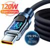 111W USB A To Type C Super Fast Charge Cable Nylon Data Cord for Xiaomi POCO Redmi Samsung With Led Digital Display Cable