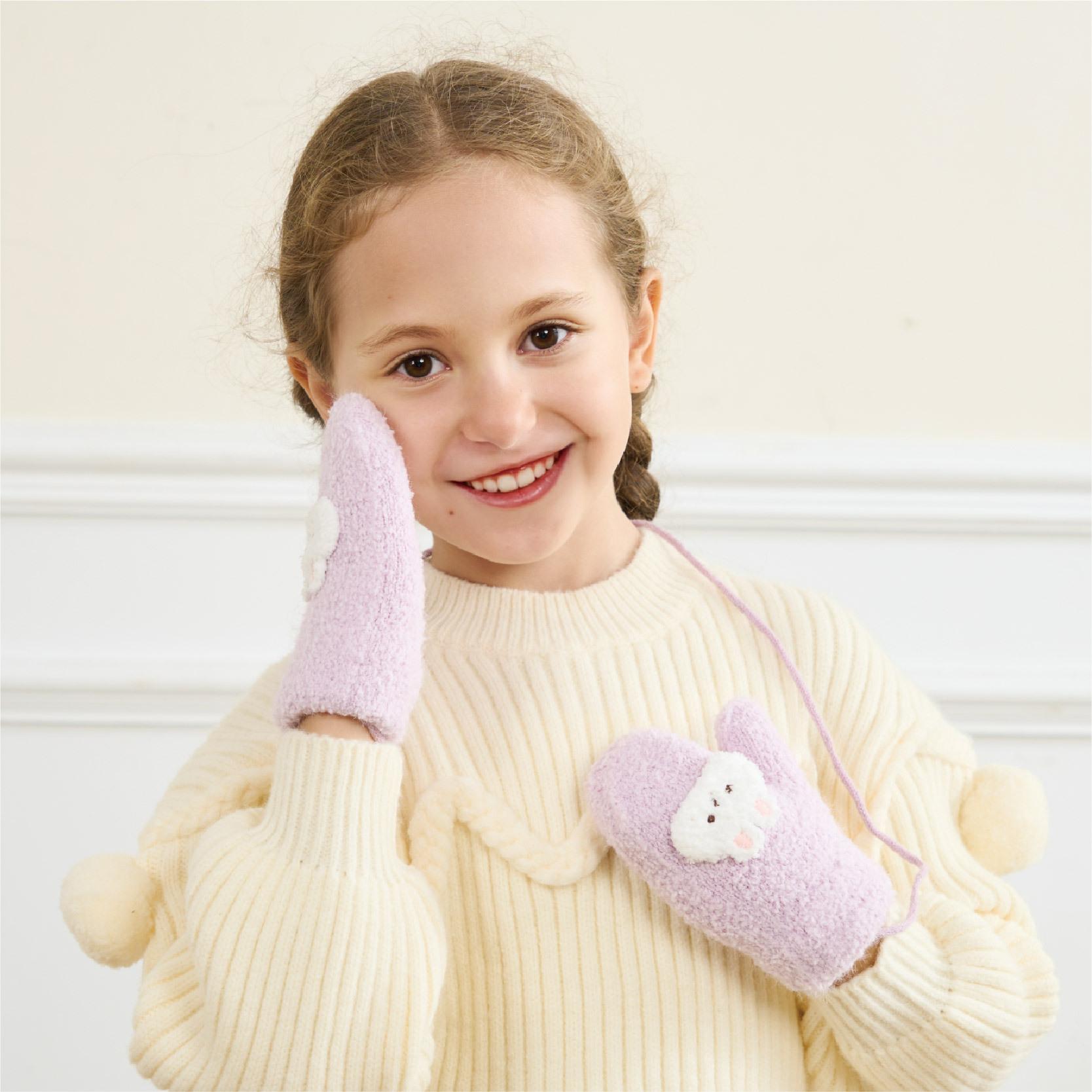 

Осенне-зимние перчатки для детей, милые плюшевые теплые утолщенные перчатки для улицы, нежные к коже, для учеников начальной школы, перчатки для защиты от холода