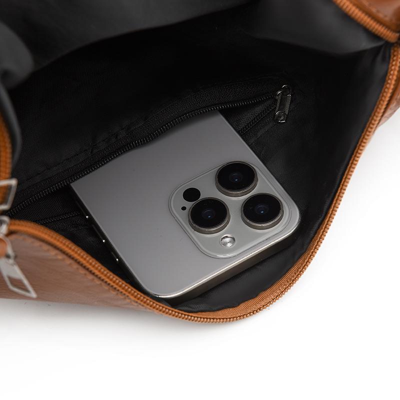 Dameveske i mykt skinn Mammaveske Flere rom Flere glidelåser Stor kapasitet Skulderveske Crossbody-veske