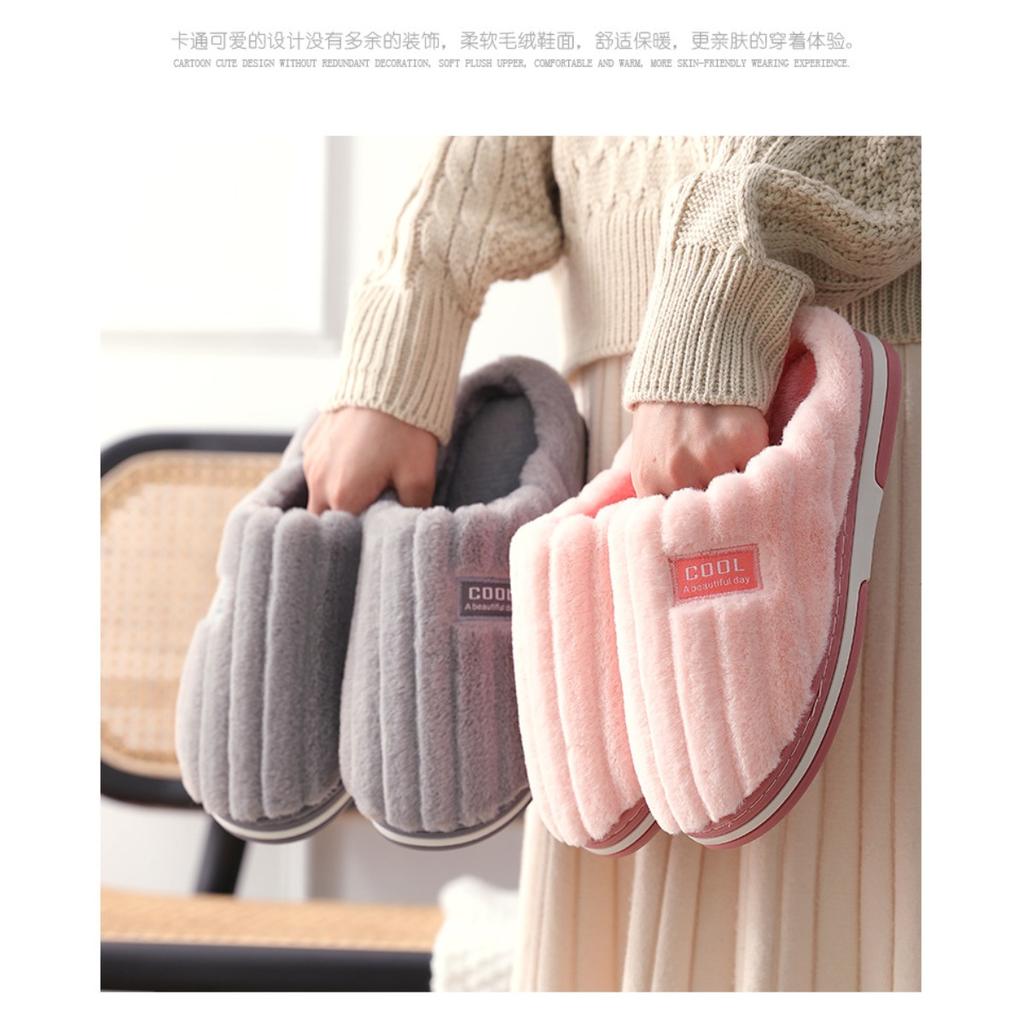 Cotton Slippers for Women and Couples in Autumn and Winter, Indoor Warm Plush Slippers for Men, Anti Slip Thick Cotton Slippers for Winter