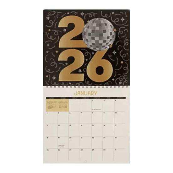 2026 Wall Calendar Rhinestone Painting Kit DIY Rhinestone Art Calendar with Gemstones Pen Tray 12-Month Flip Wall Hanging Calendar