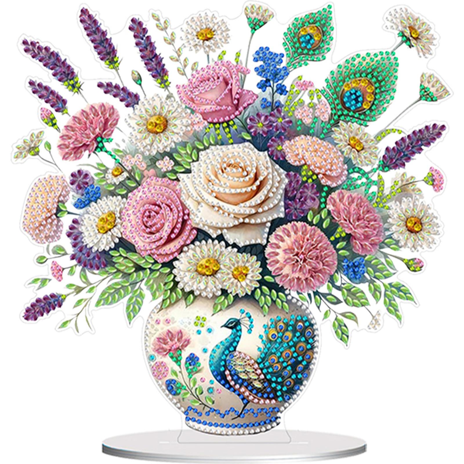

Flower Bouquet Table Top Diamond Painting Ornament Kits Colorful 5D DIY Diamond Art Tabletop Decorations for Adults Beginner