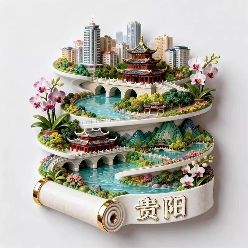 China Metal Fridge Stickers Hangzhou Souvenirs Huangshan Tianjin Guilin Guangxi Wuhan Xi An Zhangjiajie Fridge Magnets Gifts