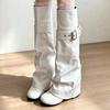 Niche Spice Girls Belt Buckle Pants Boots Women'S Autumn And Winter Round Head Boots But Knee Versatile Boots
