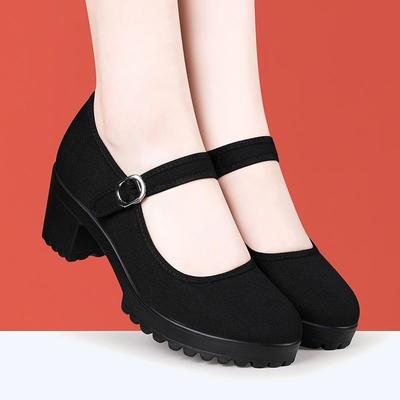 Werkschoenen Hotel lang staan is geen vermoeide voeten antislip hoge hak dikke hak oude Peking stoffen schoenen comfortabel dansen linedance damesschoenen