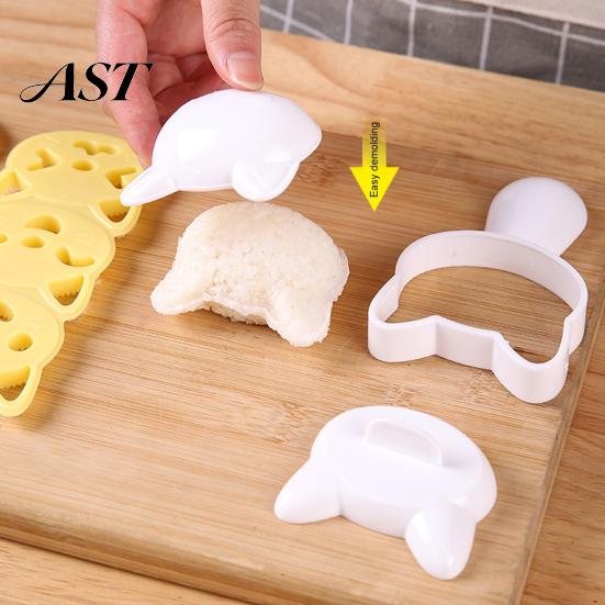 Picnic Food Shaping Tools Rice Ball Molds Kit, Cartoon Bear/Cat/Dog/Panda Shape Onigiri Maker, Home Baking And Cooking Gift Grade Plastic
