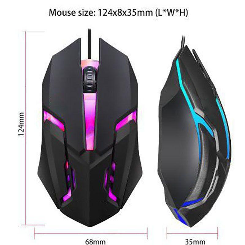 

Factory DPI Wired Mouse USB Luminous Desktop Laptop Gaming Competitive Mouse Office Foreign Trade Black Mouse + Mouse Pad