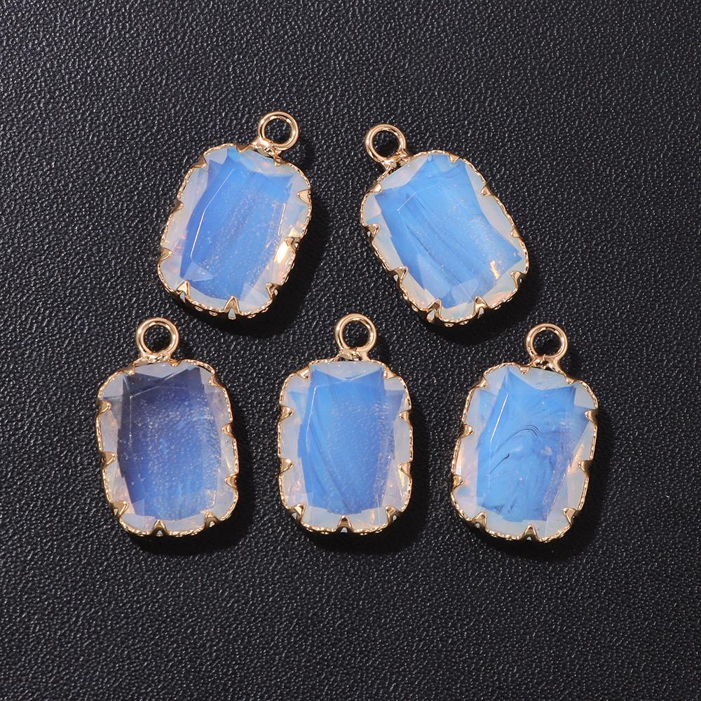 2pcs Natural Stone Pendant Quartz Lapis Chalcedony Amethysts Tiger Eye Stone Connector Charm For Making Necklace Bracelet