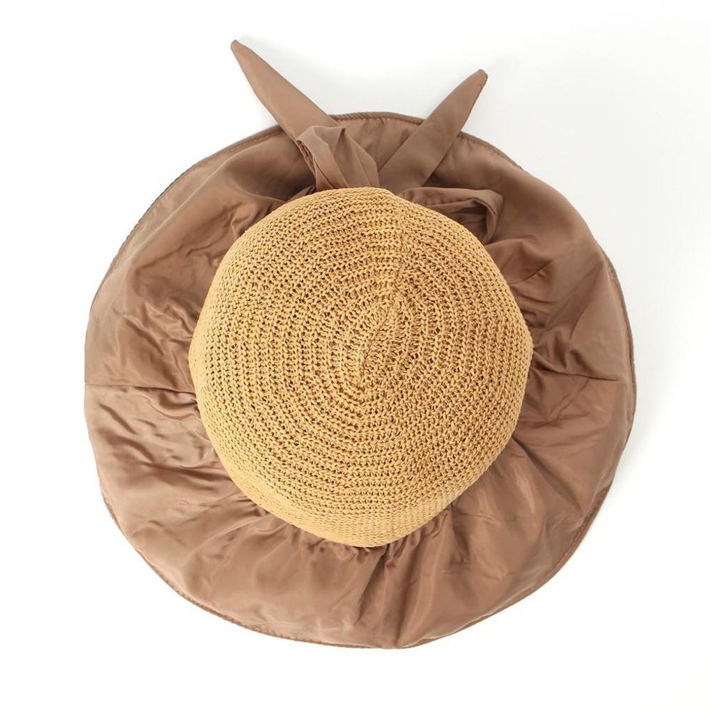 UV-blocking blackout ribbon bucket hat (brown) vacation hat