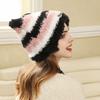 Cute cat ears striped thermal hat autumn and winter new plush versatile wool ear protection hat thickened to show the face small cold hat