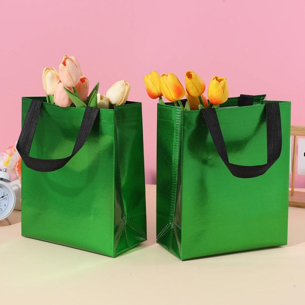 

5pcs Aluminized Film Gift Package Bag with Handles Reusable Gift Wrapping Bag Non Woven Leak Proof Shopping Bag Storage Supplies 5x5x5cm