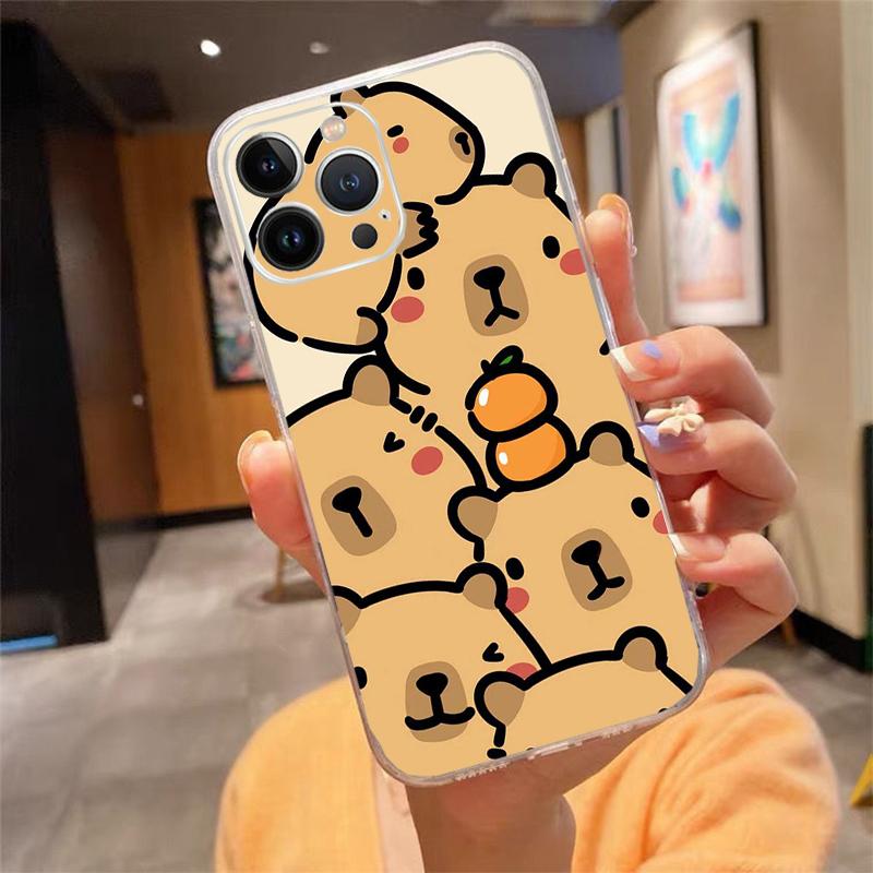 cartoon Cute capybara Phone Case Carcasa Funda For iPhone 17 Pro Max Air 16 15 14 13 Pro Max 15 16 Pro 15Plus Case