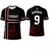 2026 Sommer Norwegen Nr. 9 Fußballtrikot Wikinger Kultur Shirt Herren Atmungsaktiv Schnelltrocknend Sportbekleidung Fan Geschenk T-Shirt