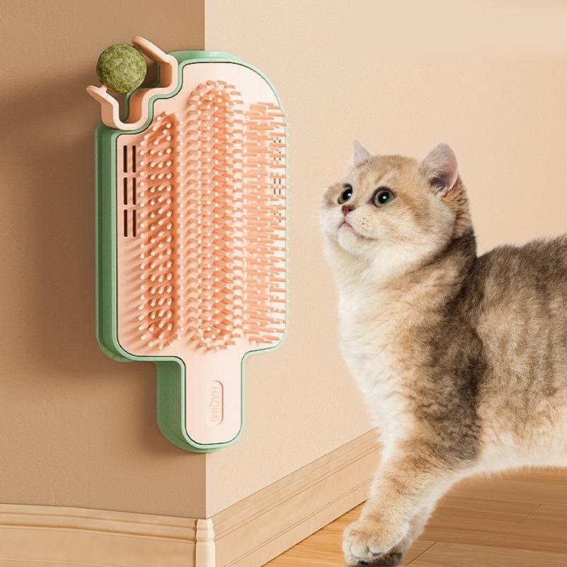 Cat Uses A Cat Brush, Cat Mint Balls, A Cat Toy, A Corner of The Wall for Self-massage To Remove Loose Fur and Relieve Itching.