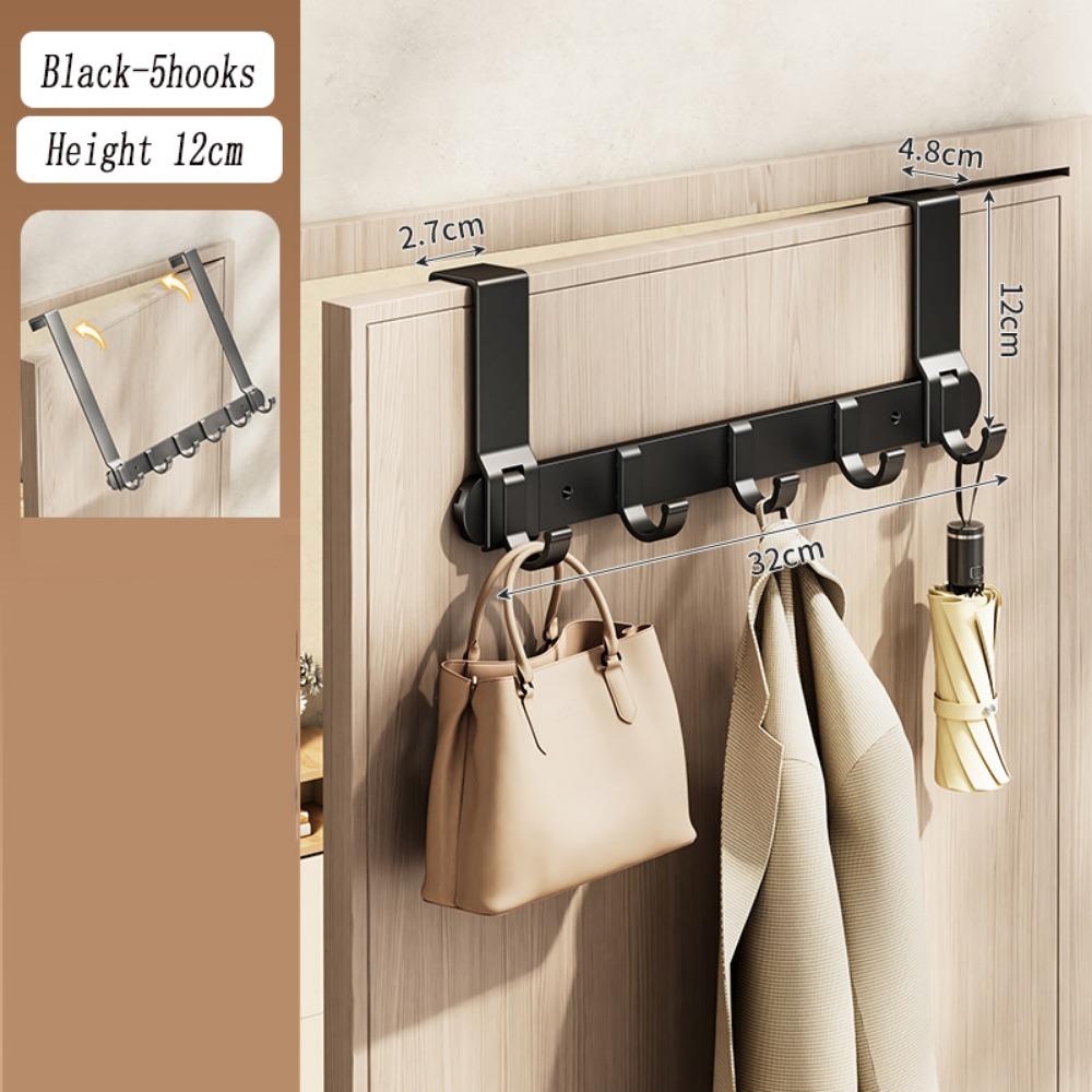 

Aluminum Alloy Door Hook Household Punch Free Storage Hooks Black Home Bathroom Organizer Rack