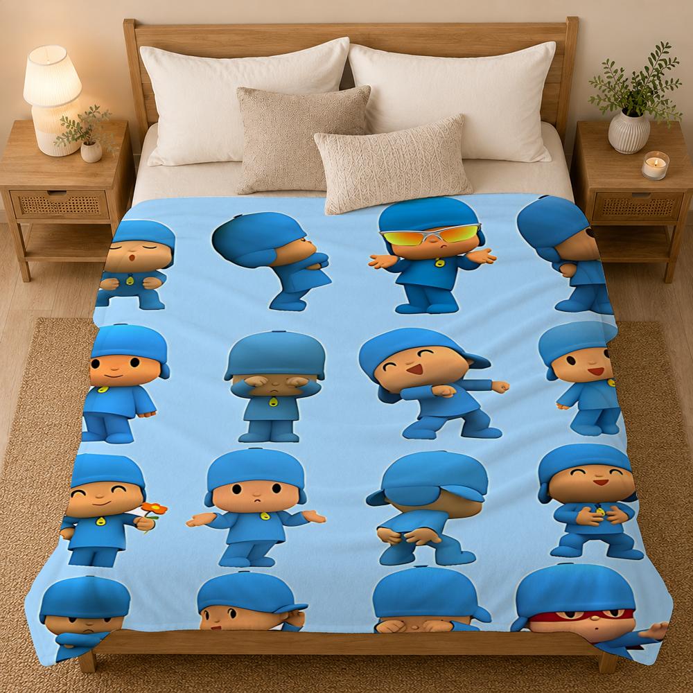 Coperta in flanella per divano Pocoyo Cartoon 240g, adatta per divani, letti, uffici, squisite coperte regalo