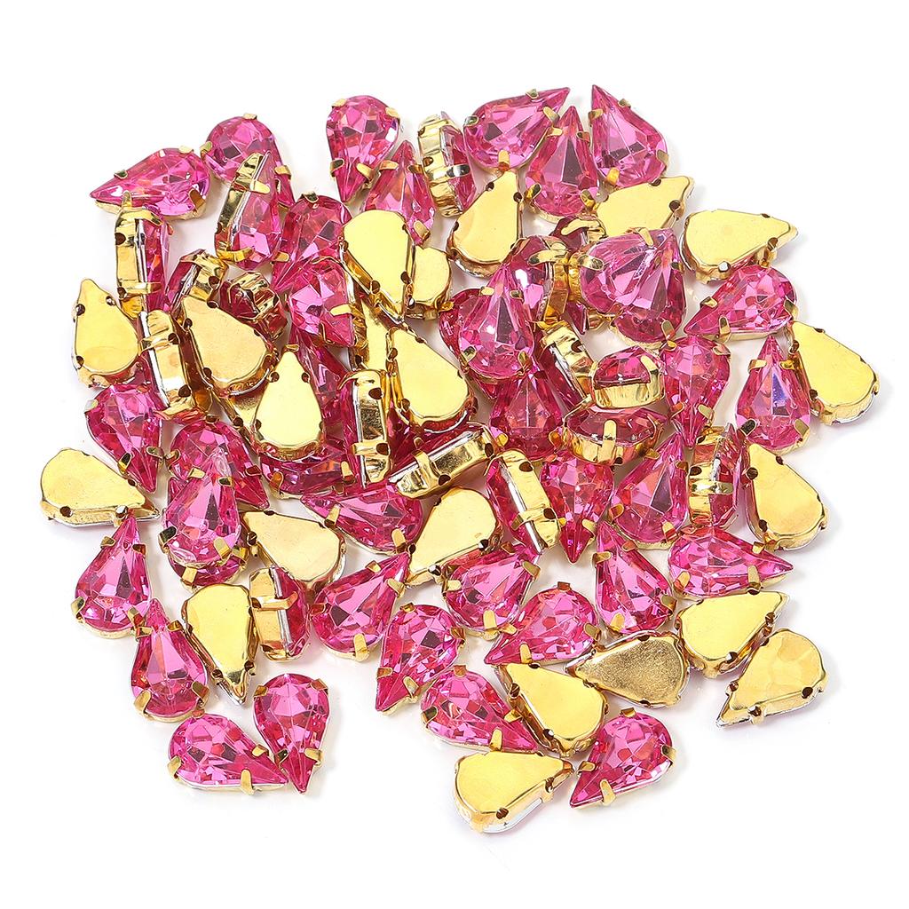 50pcs Water Drop Claw Rhinestones Stainless Steel Gold Bottom Acrylic Pointed Claw Drill For DIY Clothing Headwear Jewelry Decor