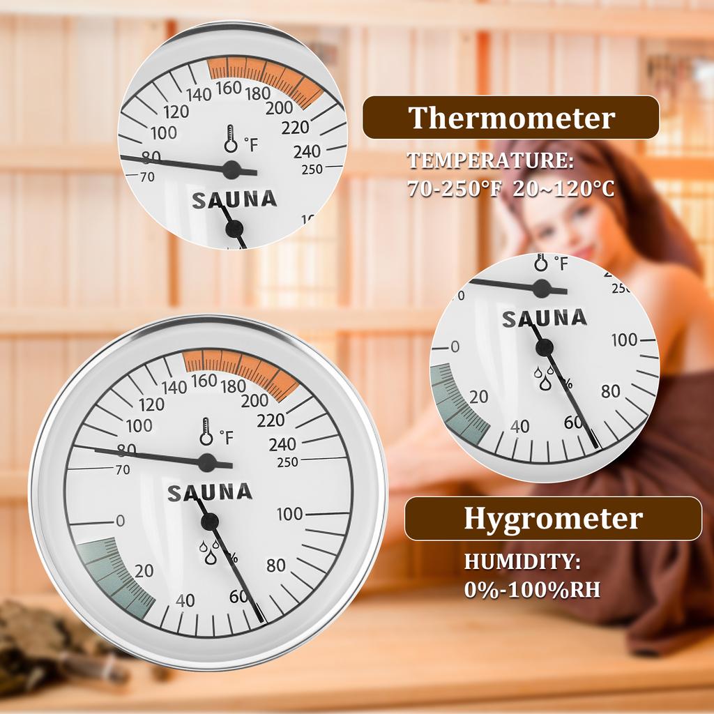 Sauna Hygrometer Thermometer Aluminum Wall Mounted Sauna Temperature Gauge 2 In 1 High Precision Indoor Hygrometer Thermometer