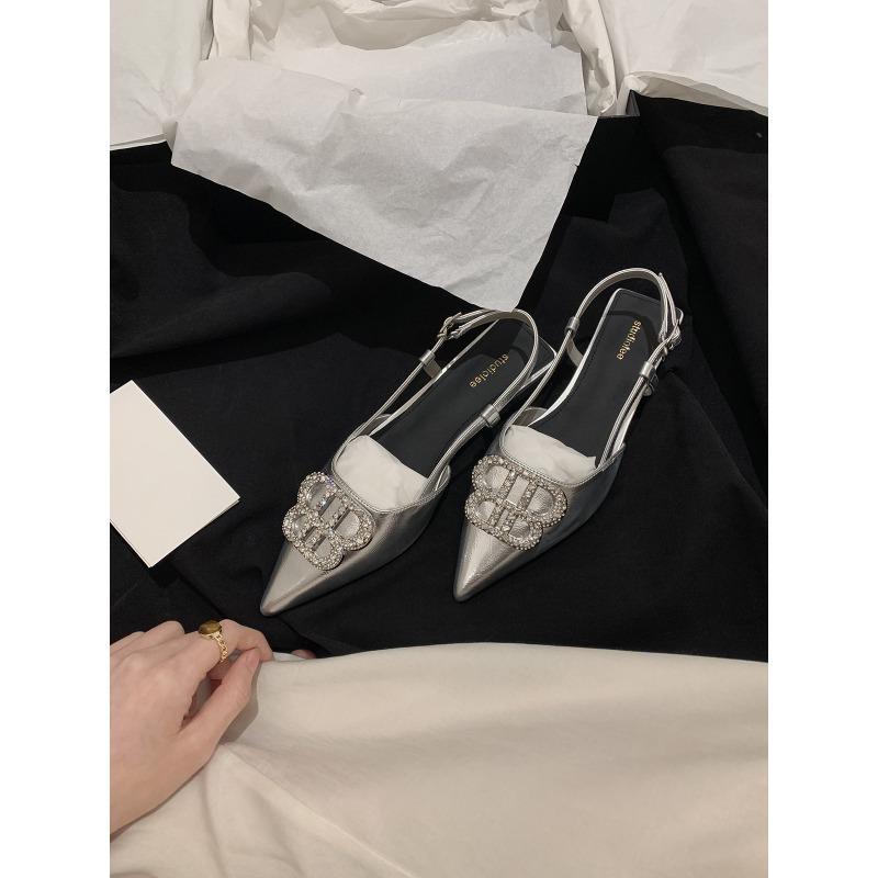 

Версия из овчины~ остроносые изящные туфли-лодочки с пряжкой из страз, женские летние сандалии с открытым носком 40