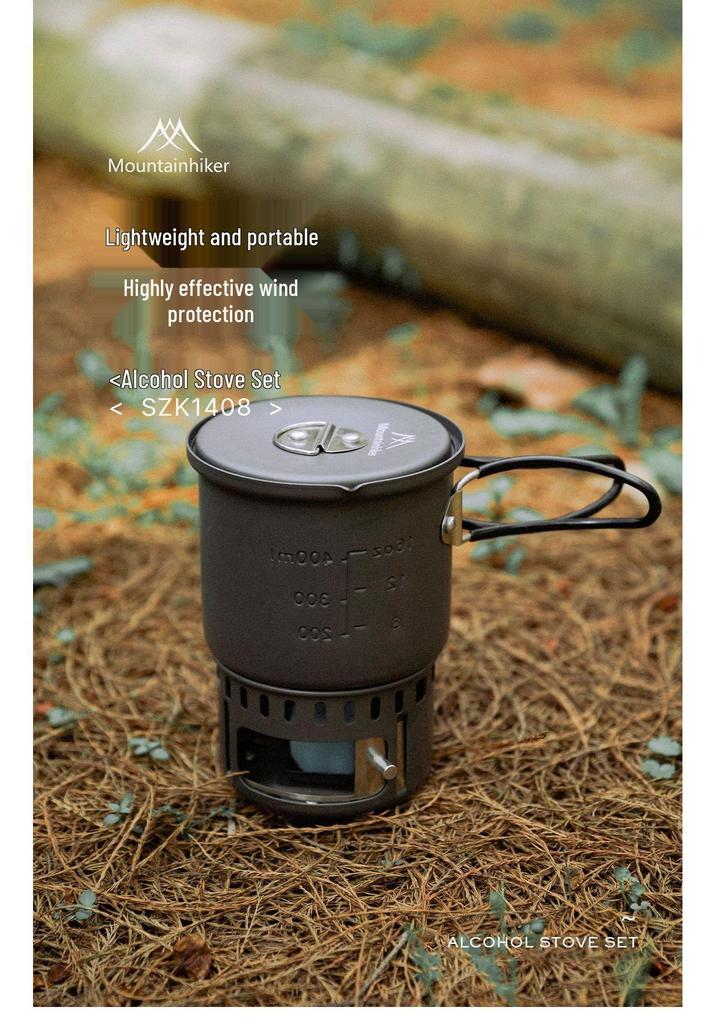 Portable Outdoor Aluminum Alloy Alcohol Stove Set for Camping and Boiling Water
