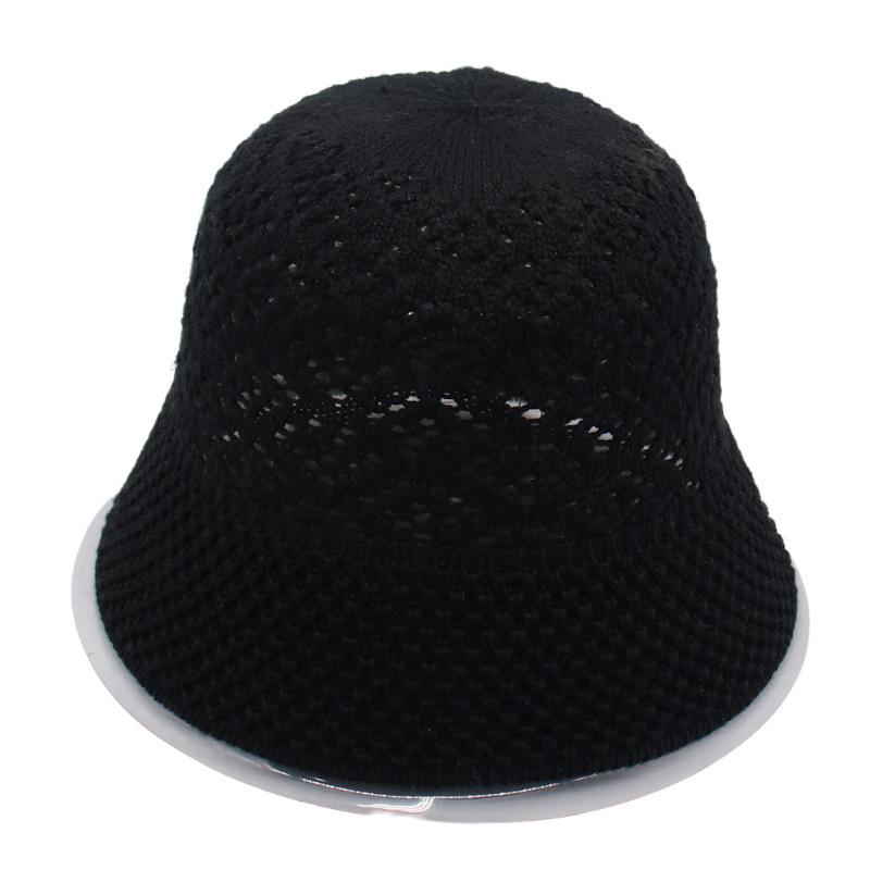 Bucket Hat Women'S Round Face Knitted Hat Versatile Bucket Hat Sweet Spring And Summer Beach Hat Straw Hat Hollow Sun Hat Breathable