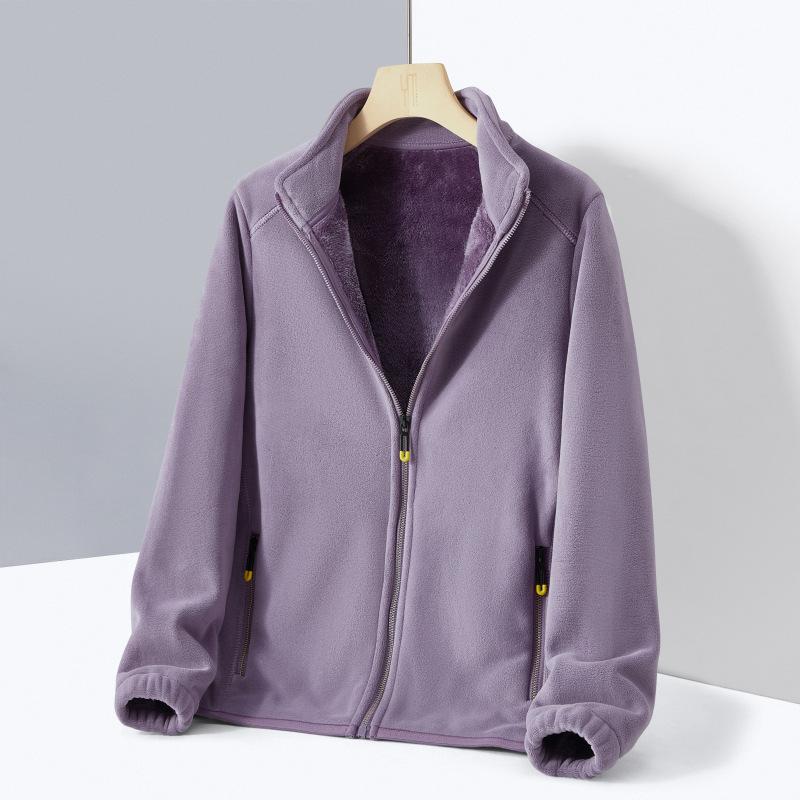 Utomhus Plus Size Fleecejacka Höst Vinter Förtjockad Varm Softshelljacka Innerfoder Parstil Polarfleecejacka för Kvinnor