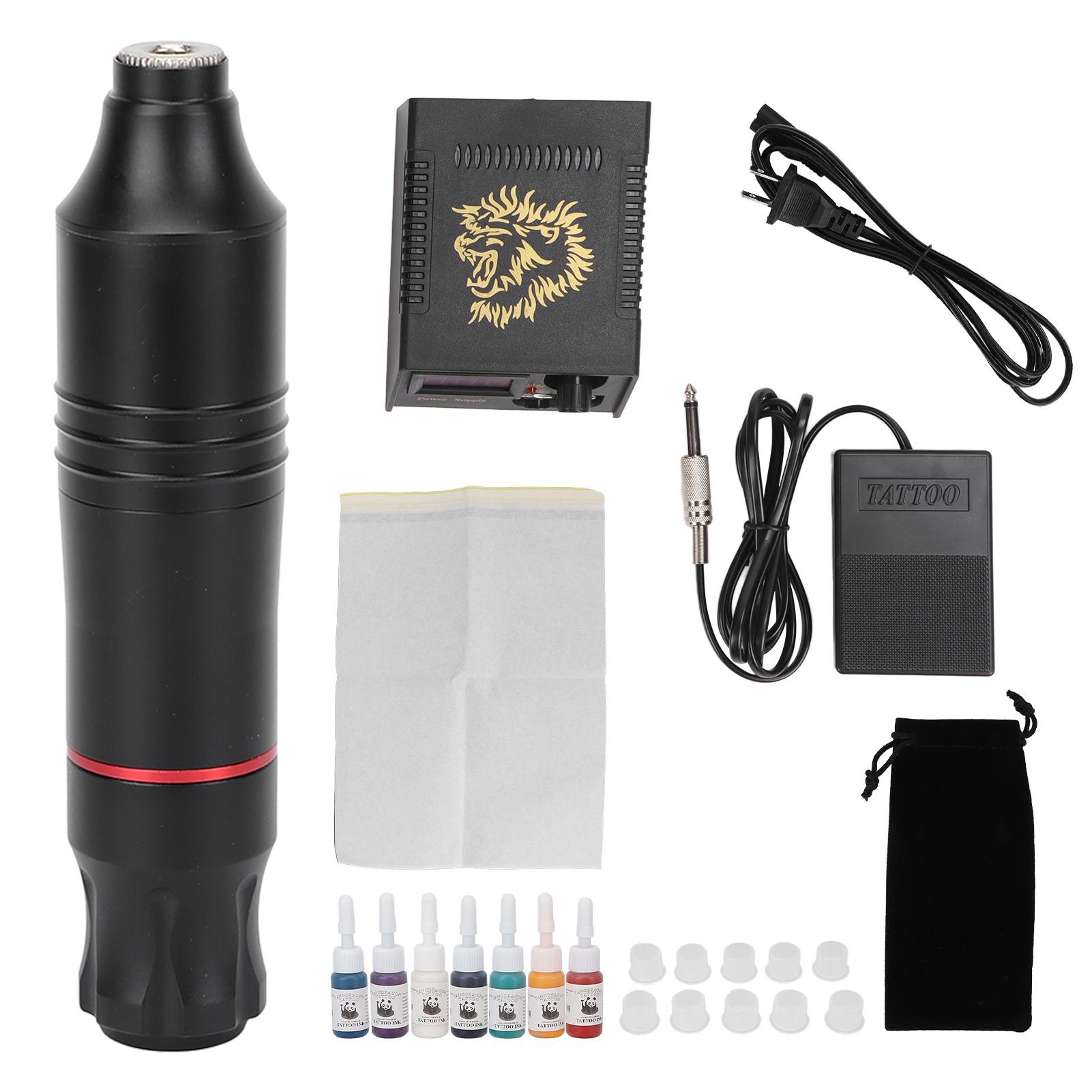 

Комплект мотора для татуировки с ЖК-дисплеем, блок питания для практики татуировки, набор инструментов для машинки для татуировки для новичков (110‑) US PLUG