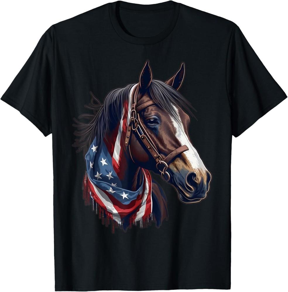 

USA 4th Of July Horse on Patriotic American Horse Gift Unisex T-Shirt 3XL