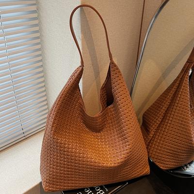 Retro Hand-woven Tote Bag 2025 New Large-capacity Commuter Shoulder Bag Casual High-value Underarm Bag Women