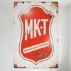 Vintage Missouri Kansas Texas Lines MKT Tin Sign Rustic Weathered Metal Sign with Red Shield White Border for Bar Pub Home Wall