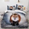 Animal Fox Bedding Set King Queen Size 3D Lovely Orange Fennec Fox Duvet Cover For Kids Teens Adults Bedroom Decor Quilt Cover
